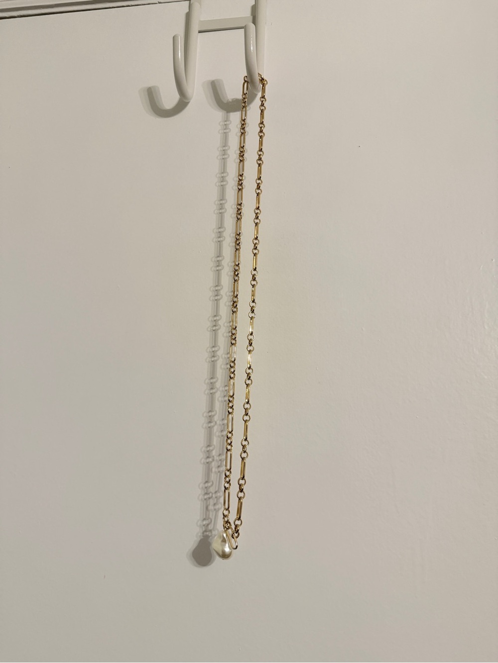 Gold Cable Chain Necklace with Pearl Pendant - Women Jewelry